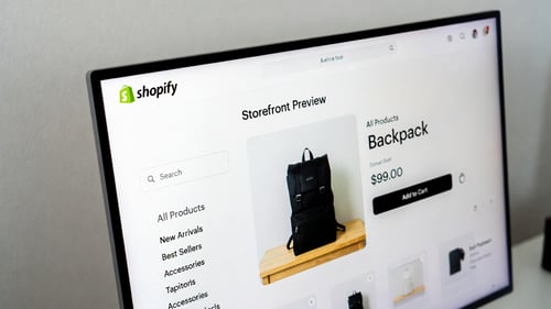 Shopify storefront preview met productcatalogus