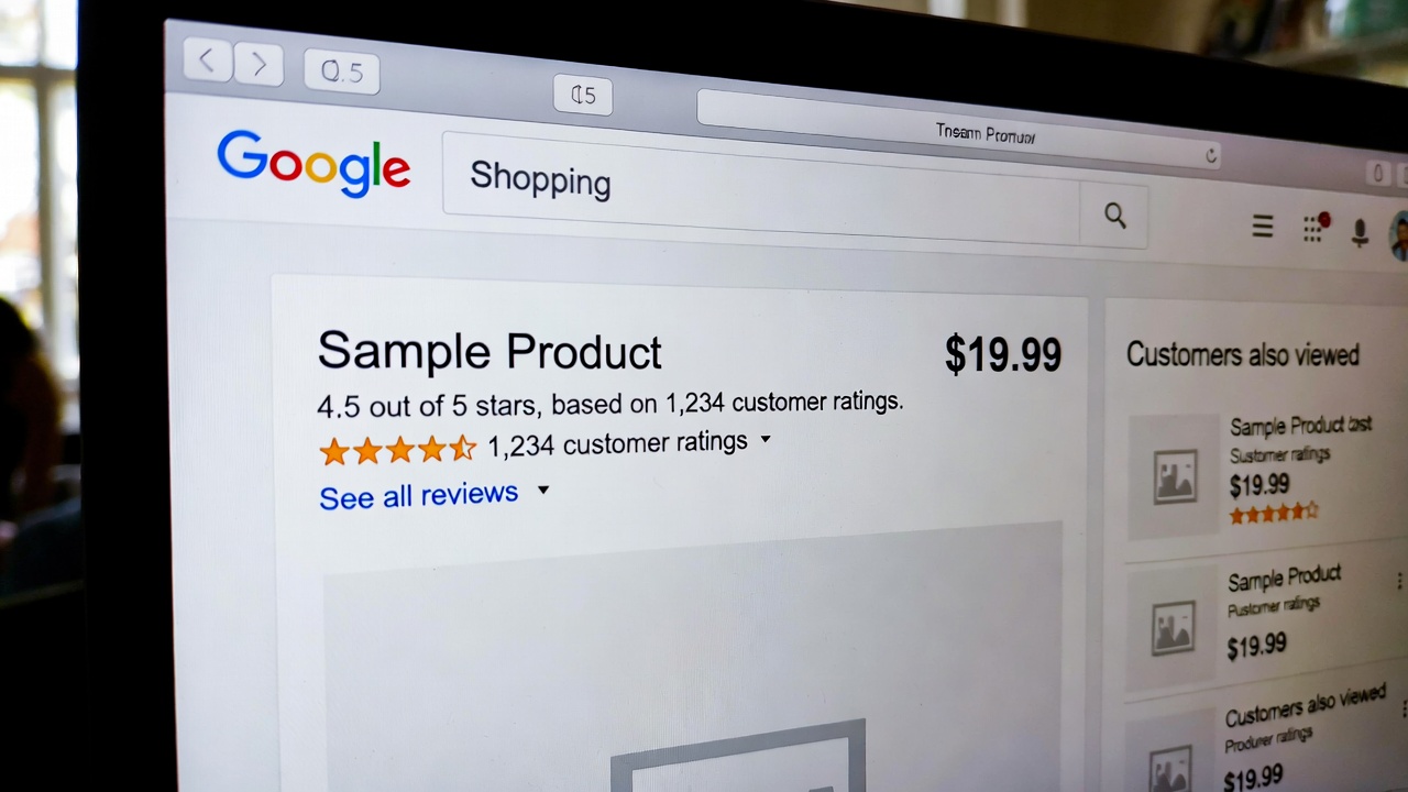 Google Shopping zoekresultaten met sterrenbeoordelingen en productreviews