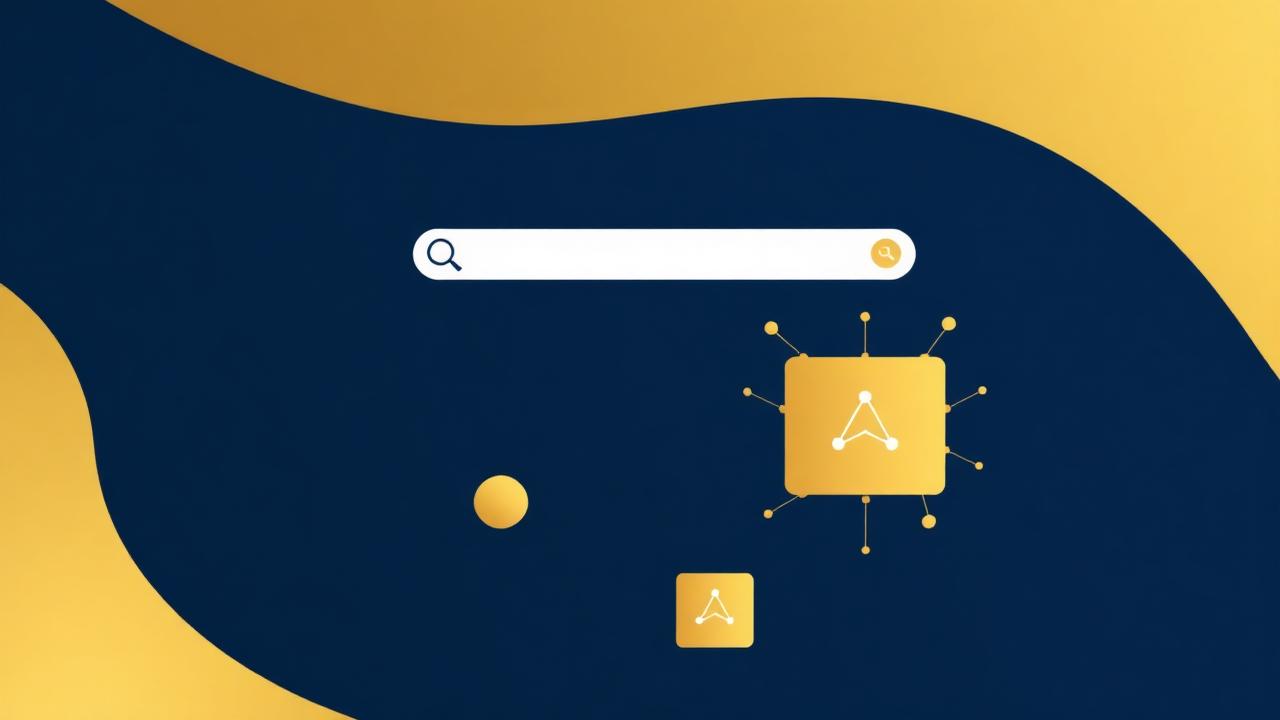 Abstract AI-netwerk verbonden met zoekadvertenties en campagne-elementen