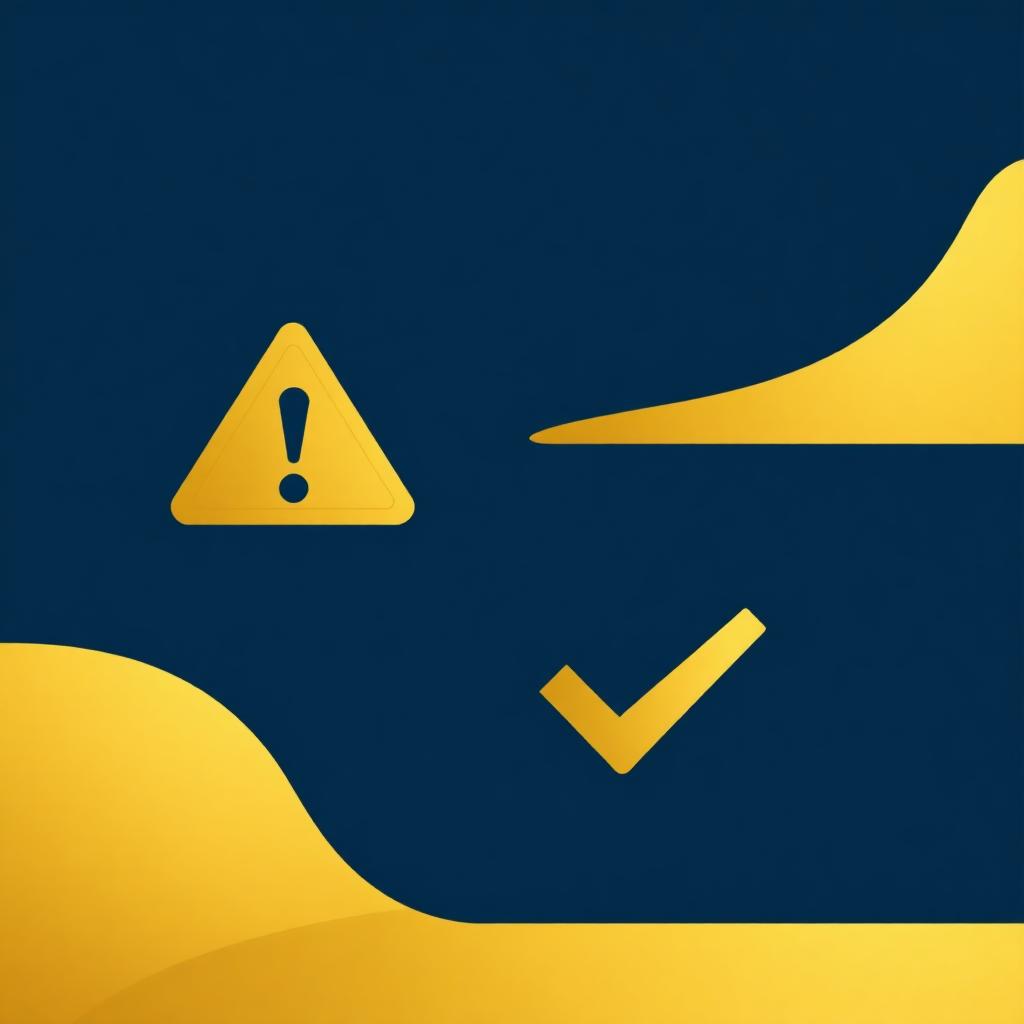 Waarschuwingsdriehoek en checkmark als symbool voor beleid en compliance