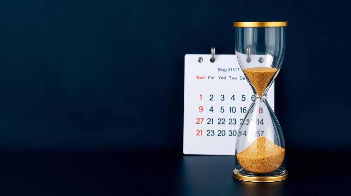 Zandloper en kalender die geduld en de leerfase van Google Ads symboliseren